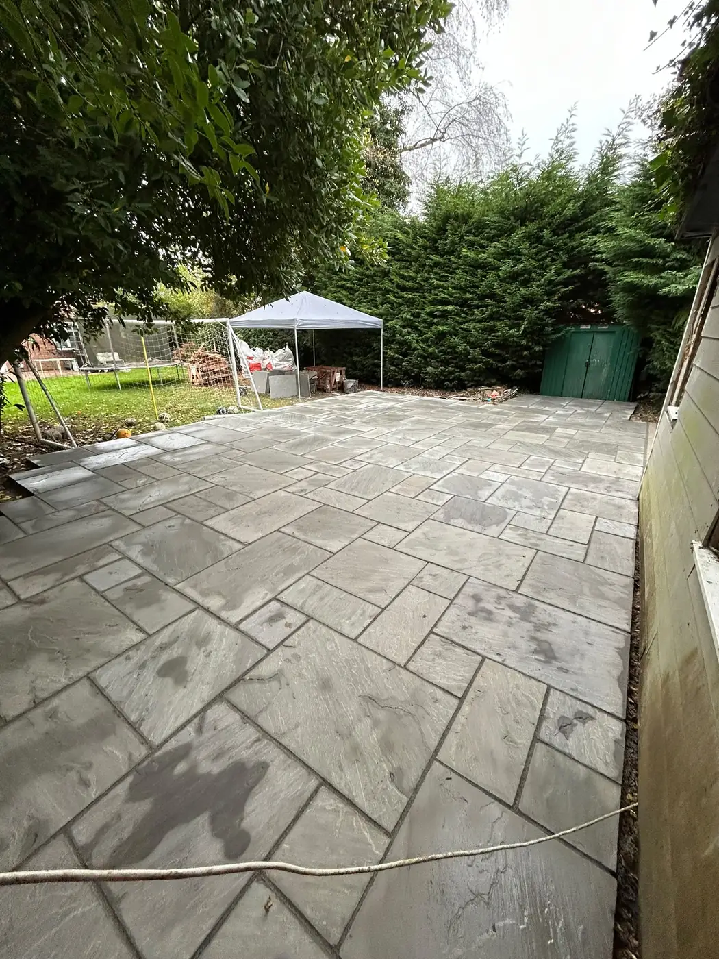 Sandstone patio after washing and jointing