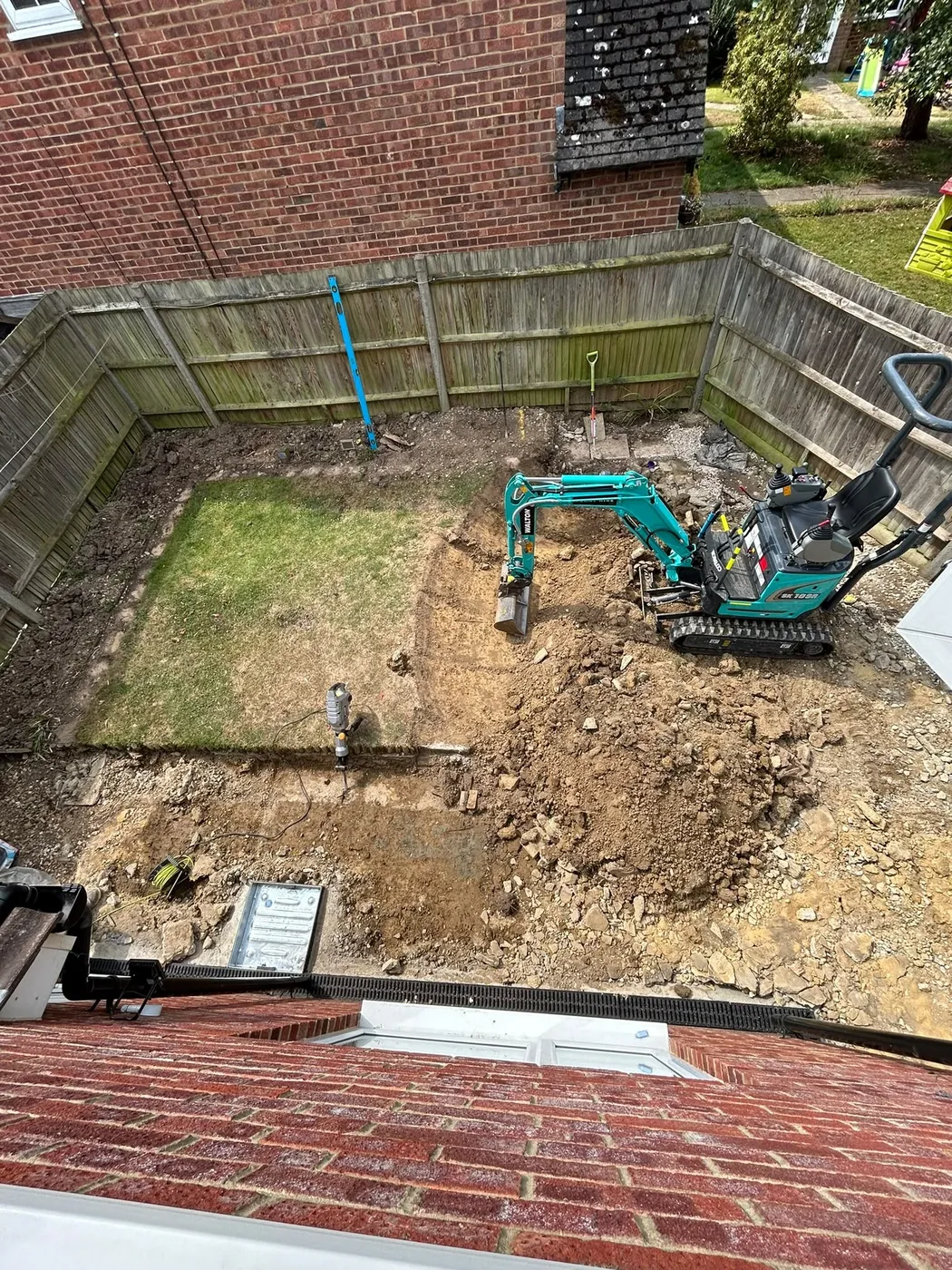 Parents garden during excavation and groundwork