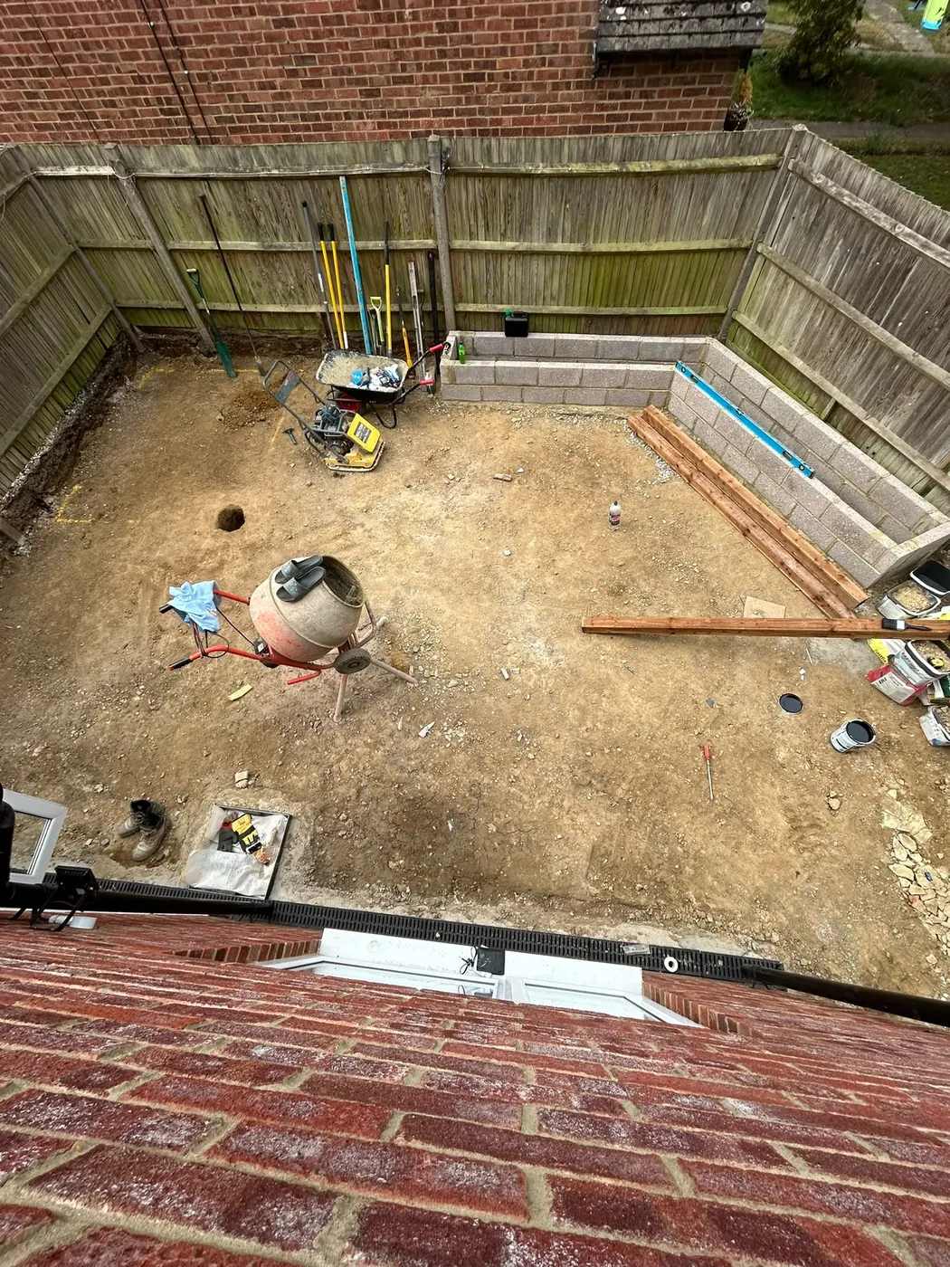 Prepared Parents garden surface before the next construction stage